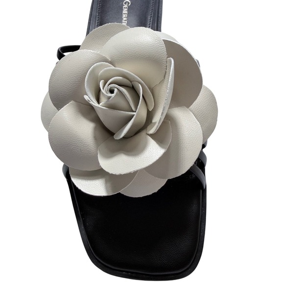 NIB BCBGGeneration Masha Black Flower Applique Slide Sandals Women's 7.5M - Picture 14 of 16